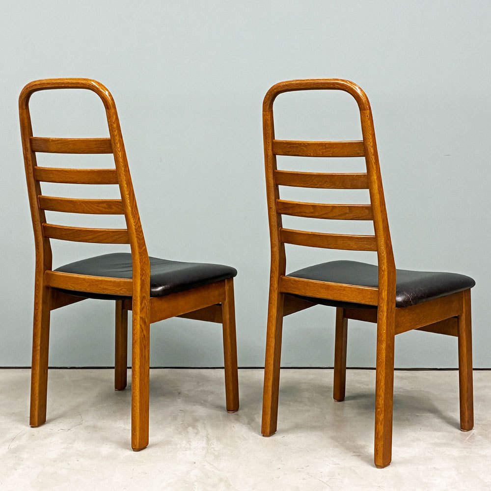池田木工 IKEDA ダイニングチェア ラダーバック 2脚セット オーク材 牛革 本革 ジャパンビンテージ Japan vintage 北欧スタイル ◎