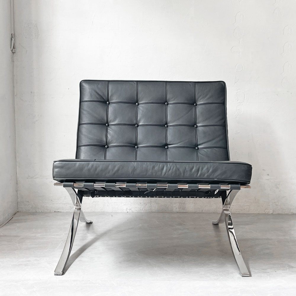ミース・ファン・デル・ローエ バルセロナチェア Barcelona Chair リプロダクト品 ESQ 本革 1シーターソファ モダンデザイン ミッドセンチュリー ★