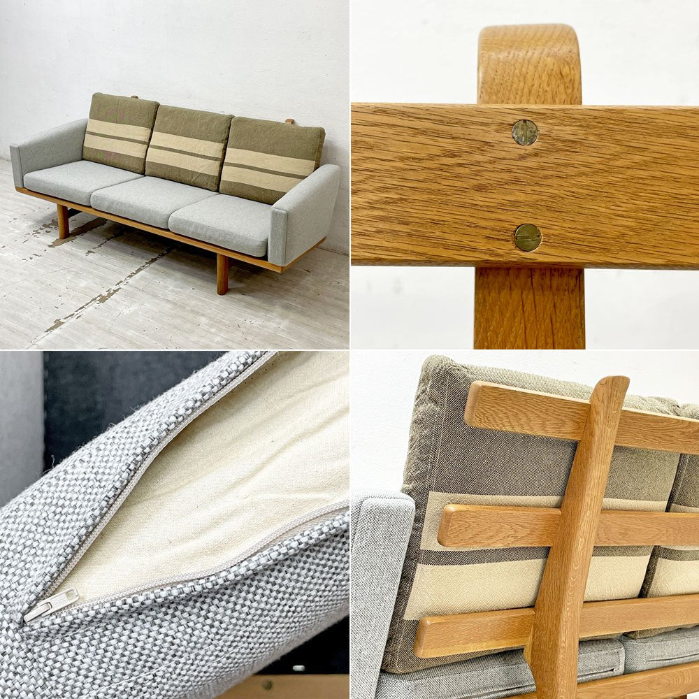 ゲタマ GETAMA GE236 3シーター ソファ ハンス・J・ウェグナー Hans J Wegner ファブリック マハラム社 モード生地 オーク無垢材 北欧 デンマーク ビンテージ ●