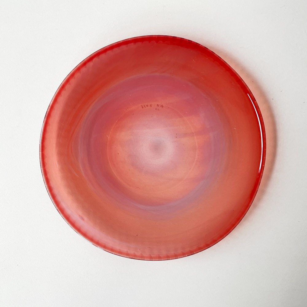 【29C】辻和美 Kazumi Tsuji レッド red ガラスプレート Φ15.5cm 個展作品 2016年 ファクトリーズーマー factory zoomer 現代作家 ◎