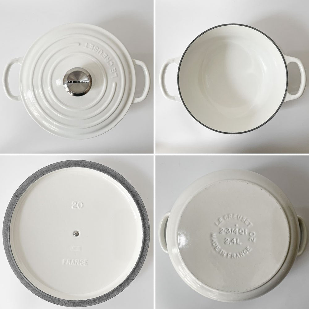 ルクルーゼ LE CREUSET ココットロンド 22cm ホワイト 両手鍋 鋳物 ★