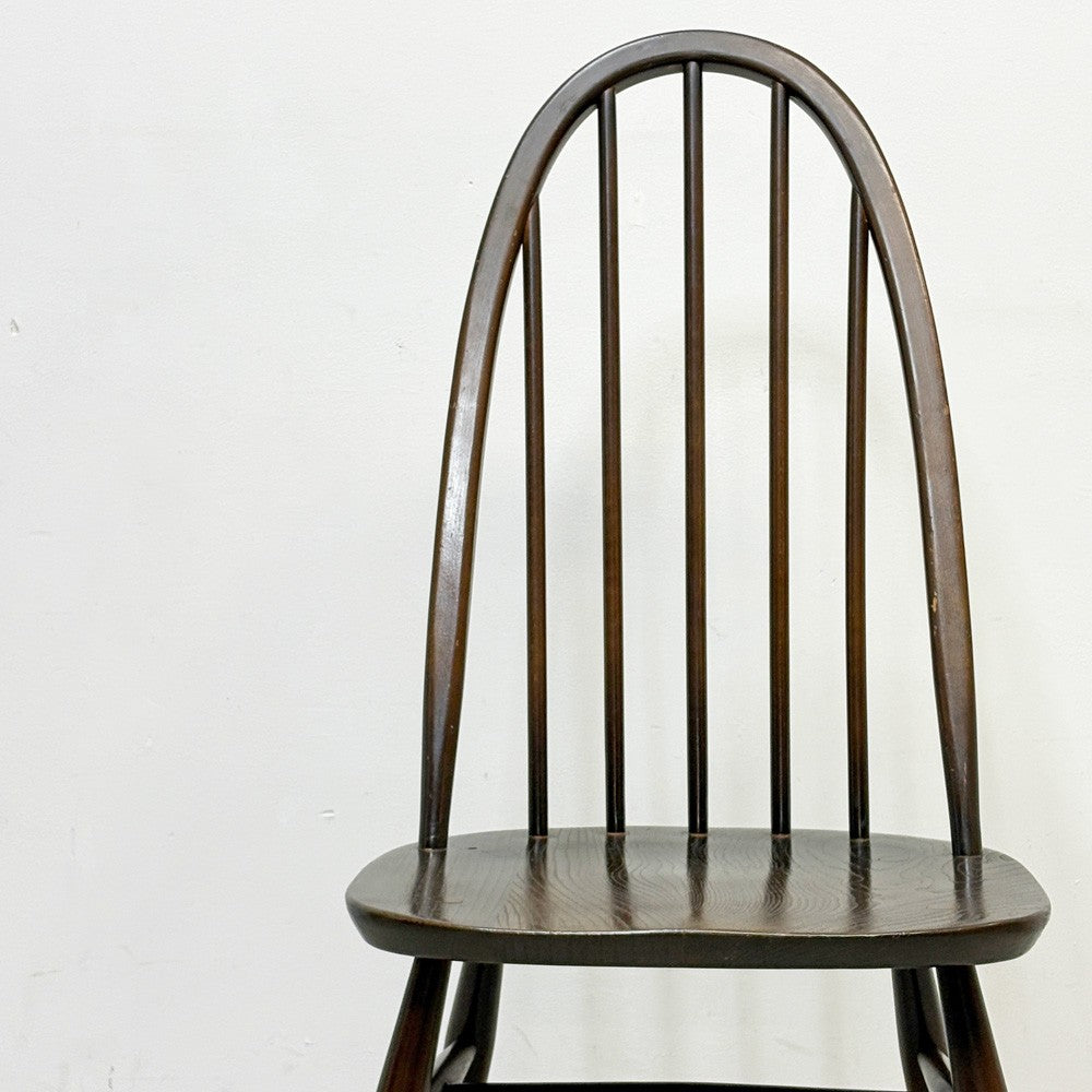 アーコール Ercol クエーカーチェア ダイニングチェア ハイバック オールドコロニアル ブラウン エルム材 × ビーチ材 UKビンテージ 英国家具 A ●