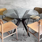 カリガリス Calligaris トーキョー Tokyo ラウンドテーブル ダイニングテーブル クリアガラス  ビーチ材 ヴェンゲカラー  Φ110cm 廃番サイズ ♪