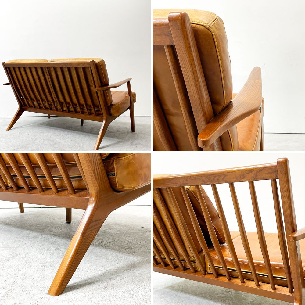 アクメファニチャー ACME Furniture デルマー ソファ 2シーター DELMAR SOFA 2-Seater 2Pソファ レザー張り ブラウン アッシュ材 廃番 ●