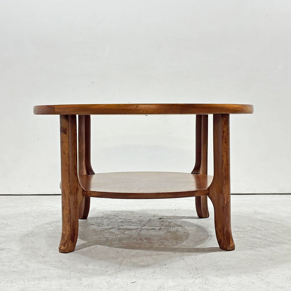 ネイサンファニチャー NATHAN Furniture チーク材 ラウンド コーヒーテーブル センターテーブル コグ 歯車模様 英国ビンテージ ●