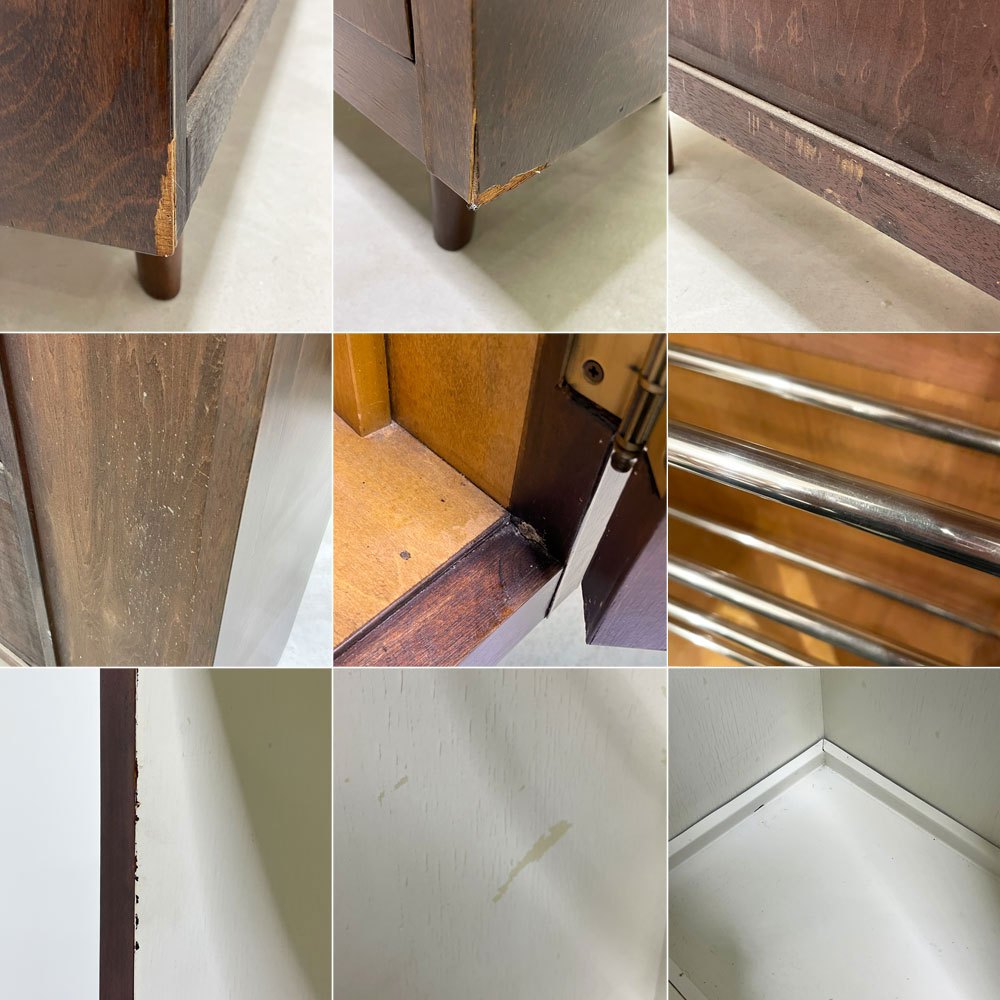 ビンテージ Vintage 木製 キャビネット シューズボックス 下駄箱 傘立て付き リビング 玄関 エントランス レトロ ●