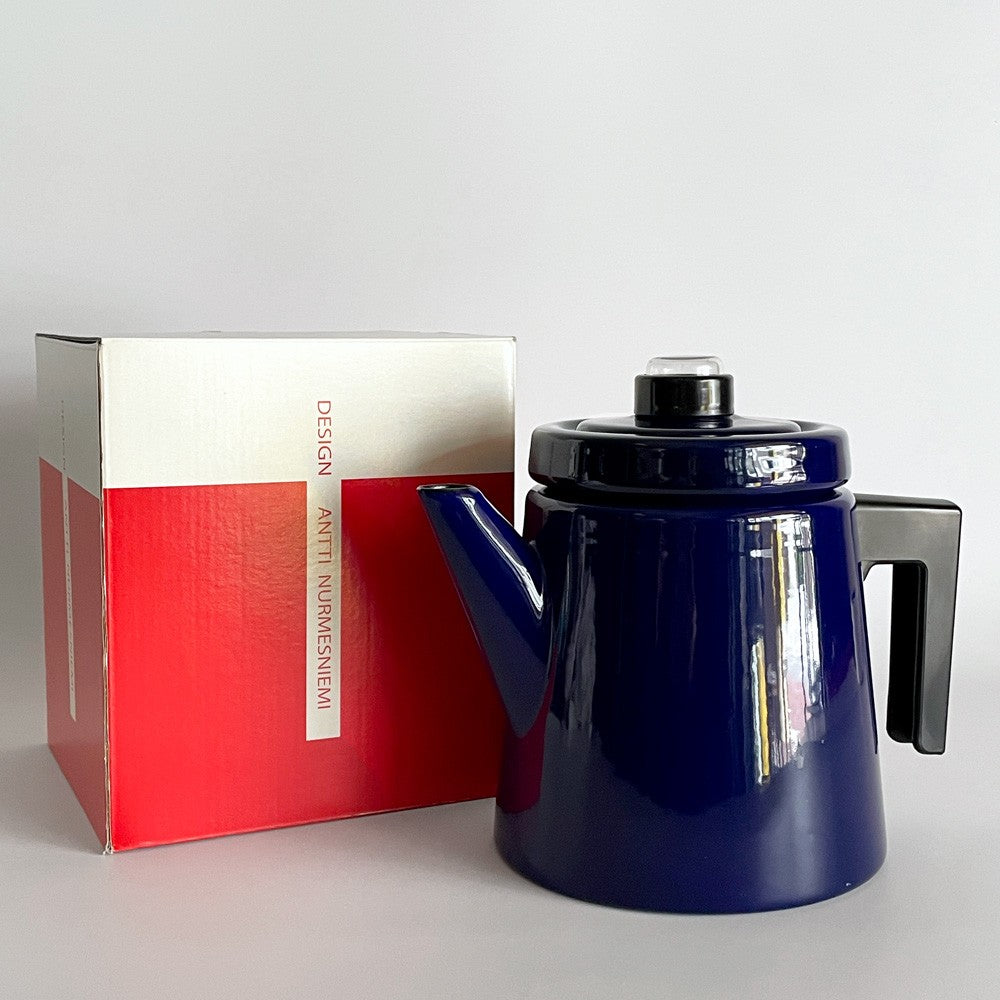 フィネル FINEL ペフトーリ Pehtoori エナメル コーヒーポット コバルトブルー Lサイズ 1.5L アンティ・ヌルメスニエミ フィンランド 復刻品 北欧雑貨 箱付 ■