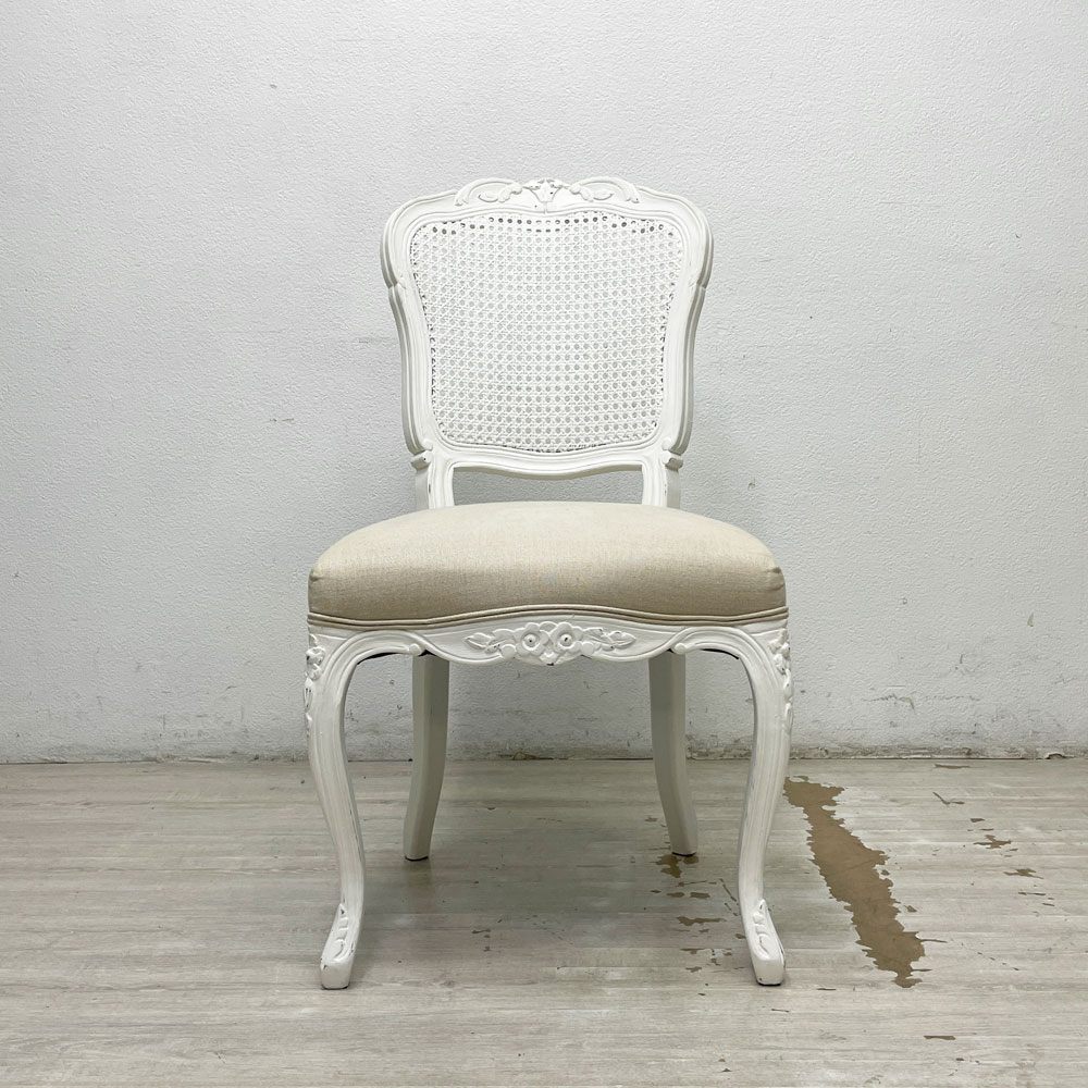 サラグレース Sarah Grace SGD デビュー ダイニングチェア DEBUT DINING CHAIR CHARM BD WHITE&NATURAL LINEN ラタンバック アンティーク風 参考定価 \55,000- D ●