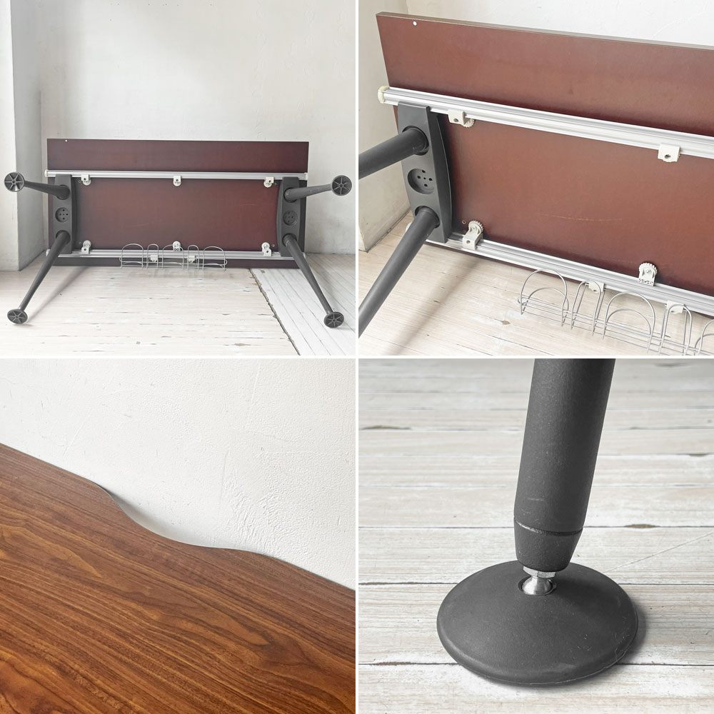 ハーマンミラー Herman Miller アバックエンバイロメンツ ABAK ミーティングテーブル デスク W140cm ウォールナットカラー ケーブルスパイン付き ティム・ウォレス ★
