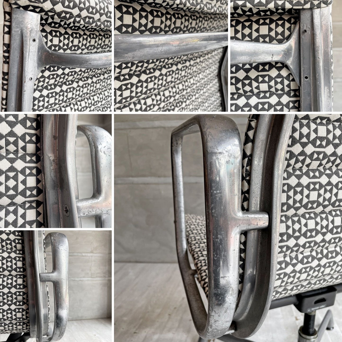ハーマンミラー Herman Miller ビンテージ アルミナムグループ マネジメントチェア デスクチェア マハラム生地 ジラード Facets張り 固定脚 4本脚 イームズ ミッドセンチュリー♪
