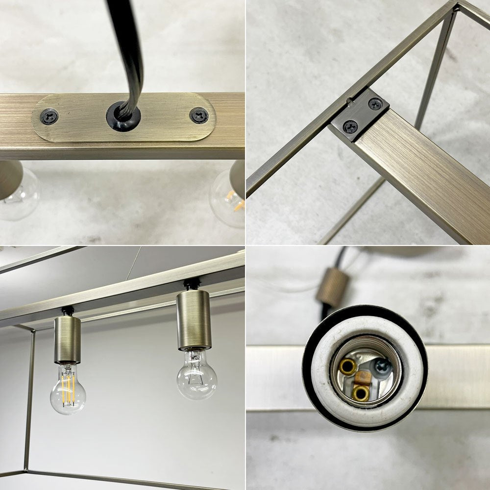 かなでもの KANADEMONO ボックスフレームペンダントライト Box Frame Pendant Light 4灯 Gold ディクラッセ シンプルモダン 定価 ￥41,800- ●
