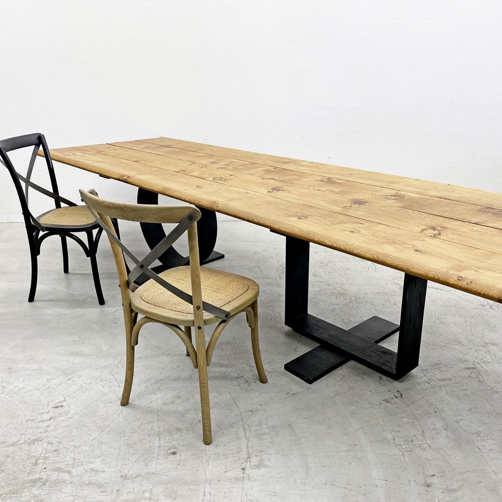 カッシーナ イクスシー Cassina ixc. 方・円 ホウエン HO-EN ダイニングテーブル フレンチオーク無垢材 スチールレッグ W300cm 戸沢忠蔵 廃番 〓