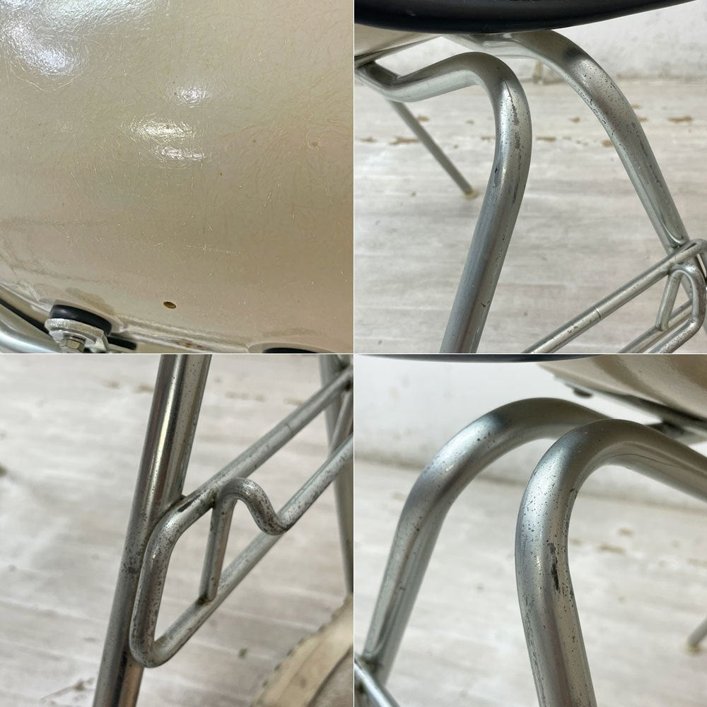 ハーマンミラー Herman Miller モダンファニチャーセールス ビンテージ サイドシェルチェア 3rd FRP アプホルスター レザー スタッキングベース イームズ ●