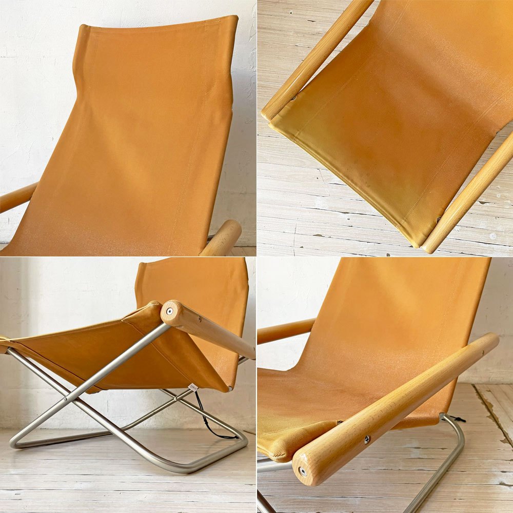 ニーチェア エックス NY chair X フォールディングチェア 折り畳みチェア ラウンジチェア キャメル ナチュラル ビーチ材 新居猛 MoMA 定価 59,400円 ★