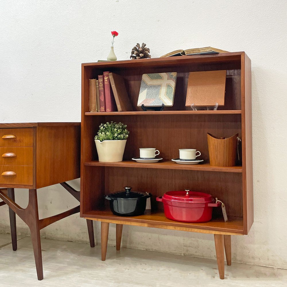 デンマーク ビンテージ Danish Vintage ブックケース シェルフ 飾り棚 ディスプレイラック ミッドセンチュリーモダン チーク材 ビーチ材北欧家具 ●