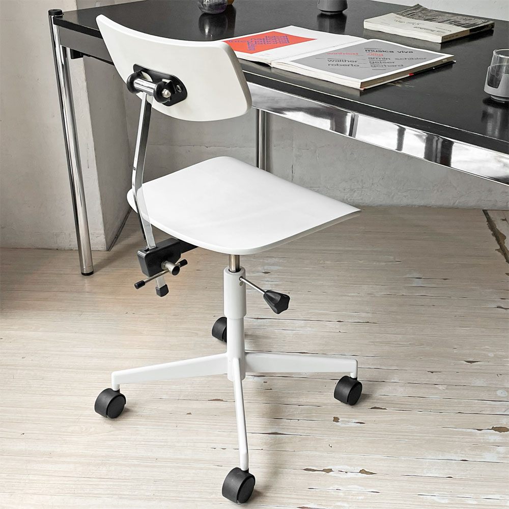 ラボファ Labofa デスクチェア オフィスチェア プライウッド ホワイト ダブルホイール 高さ調整可 デンマーク製 北欧家具 ★