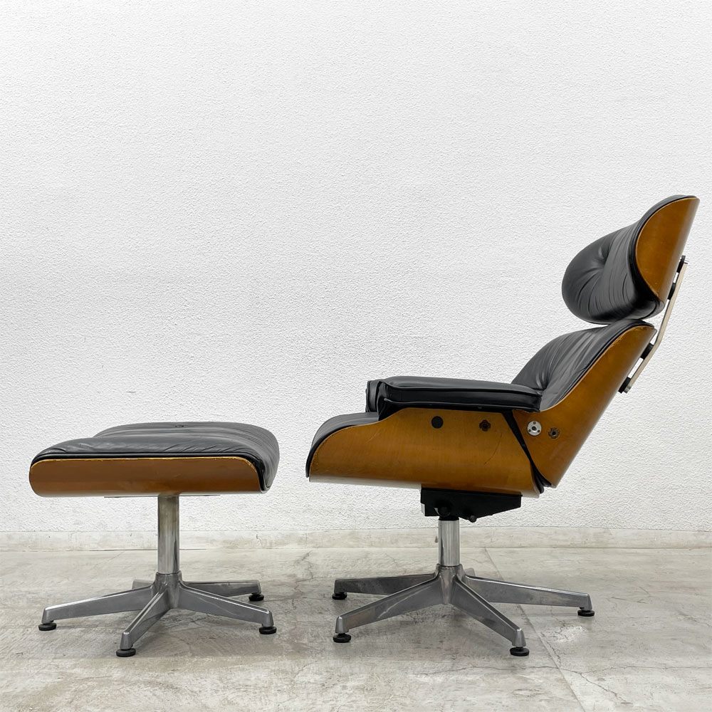 イームズ ラウンジチェア & オットマン付き チャールズ＆レイ・イームズ C&R Eames リプロダクト 現状品 〓
