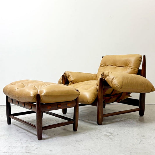 オカ OCA モーリーアームチェア + オットマン Mole Arm Chair + Ottoman ローズウッド無垢材 本革 セルジオ・ロドリゲス ブラジリアンミッドセンチュリー ブラジル ビンテージ ●