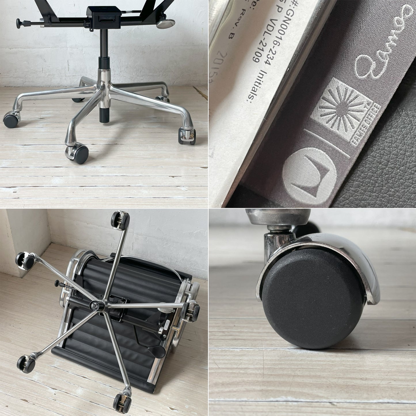 ハーマンミラー Herman Miller アルミナムグループ マネジメントチェア 本革 5本脚 C&Rイームズ ミッドセンチュリー ガス圧昇降 リクライニング ★