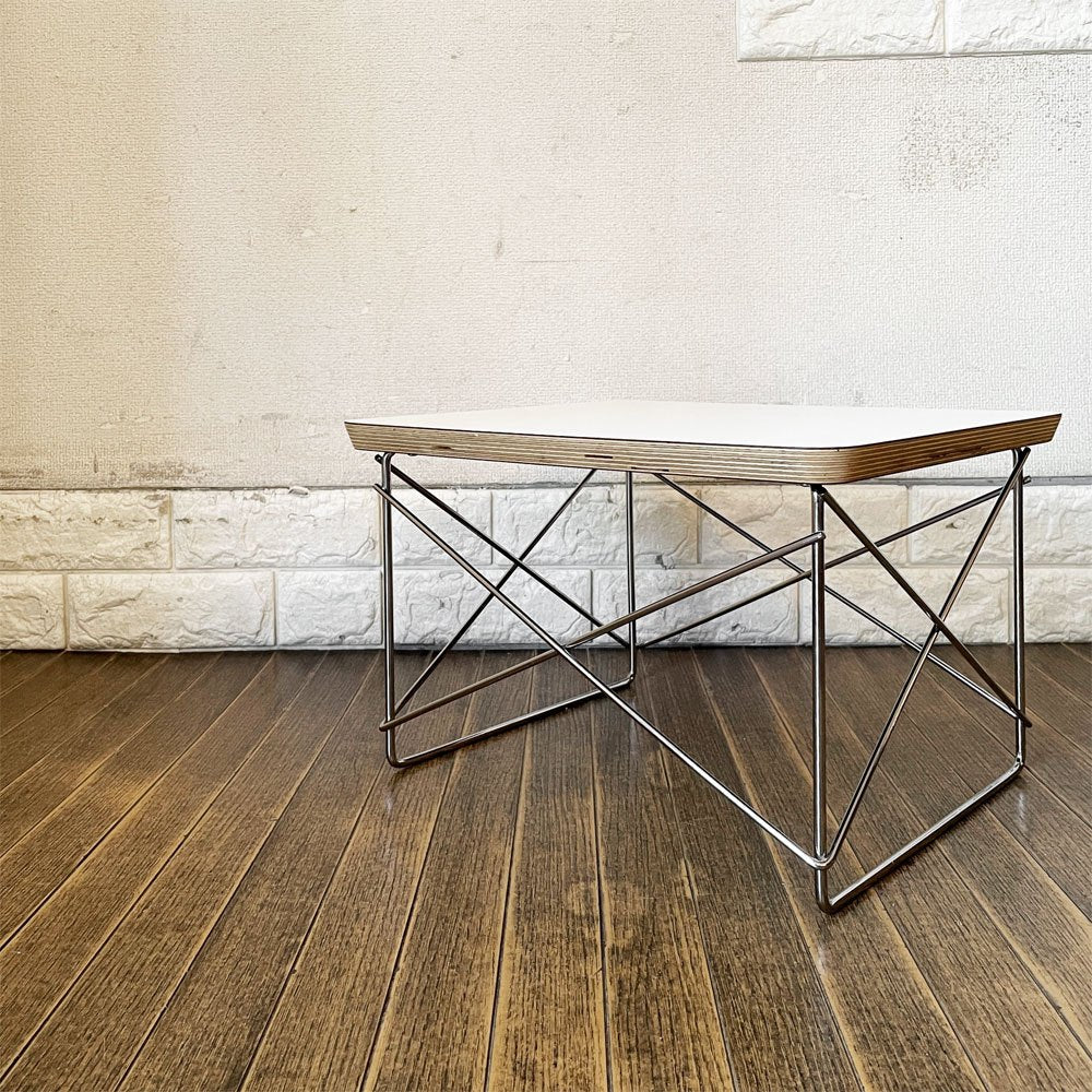 ハーマンミラー Herman Miller イームズワイヤーベースローテーブル Eames Wire Base Low Table LTRT ホワイト ミッドセンチュリー 定価￥48,400- ◎