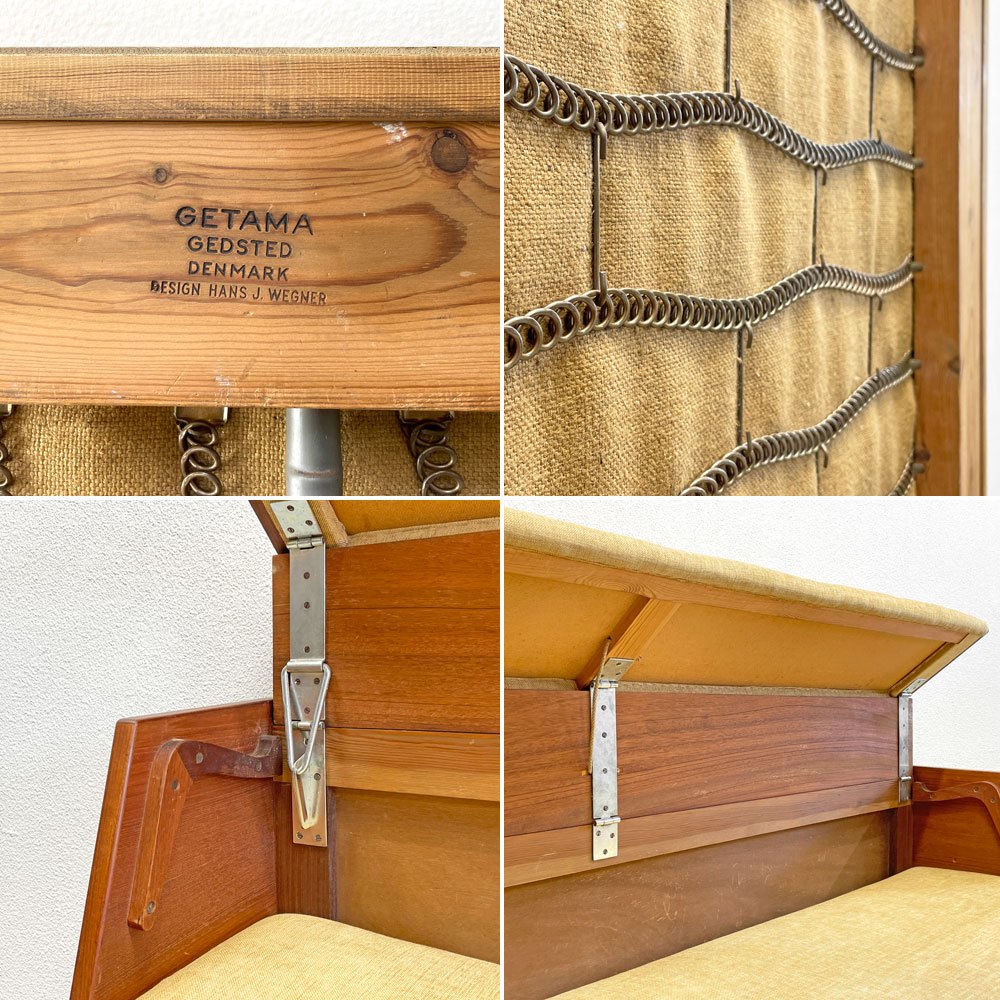 ゲタマ GETAMA GE258 デイベッド 3Pソファ チーク材 丸脚 スプリングクッション ハンス.J.ウェグナー デンマーク 北欧家具 〓