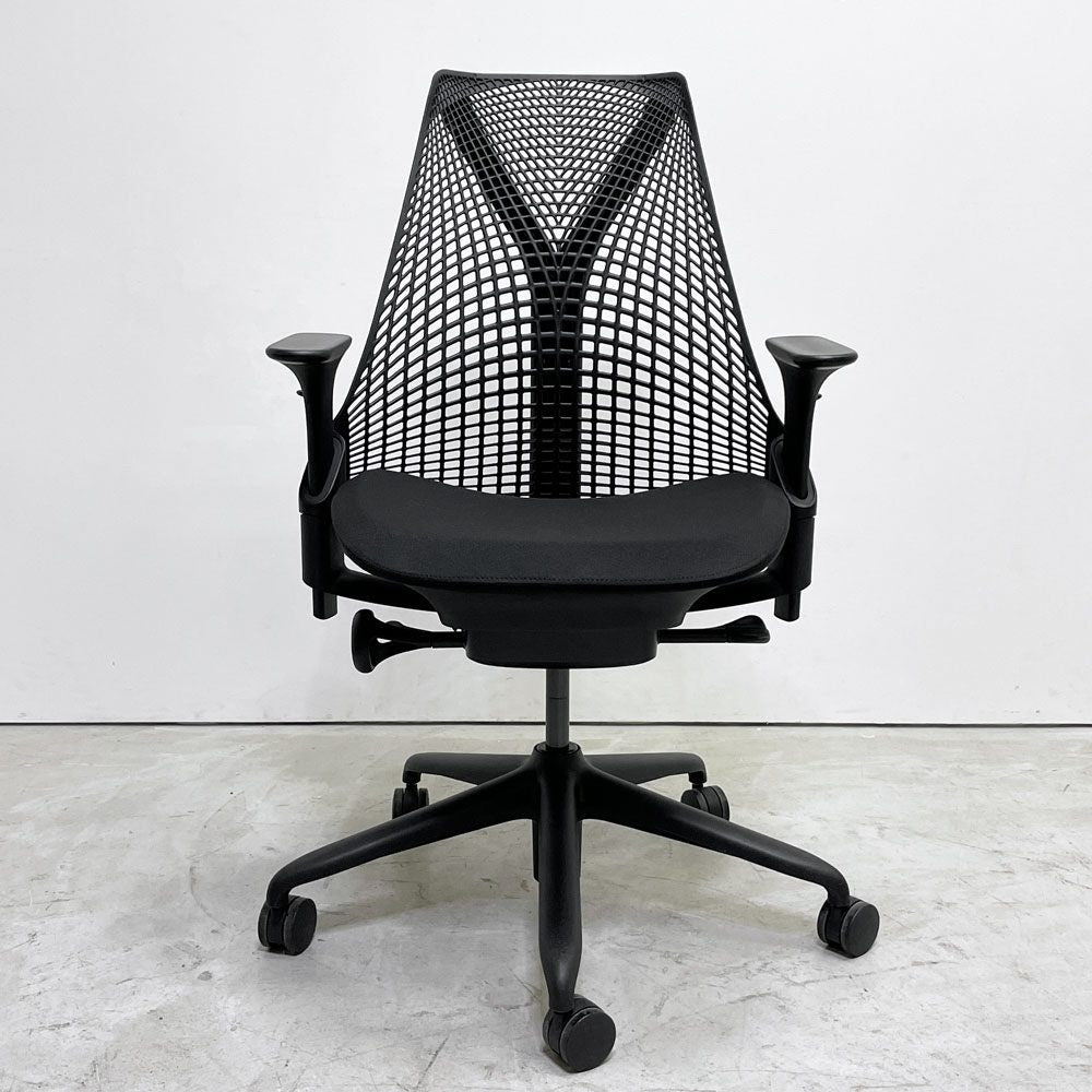 ハーマンミラー HermanMiller セイルチェア SAYL Chair デスクチェア ブラック サスペンションミドルバック アジャスタブルアーム キャスター付 イヴ・ベアール ●
