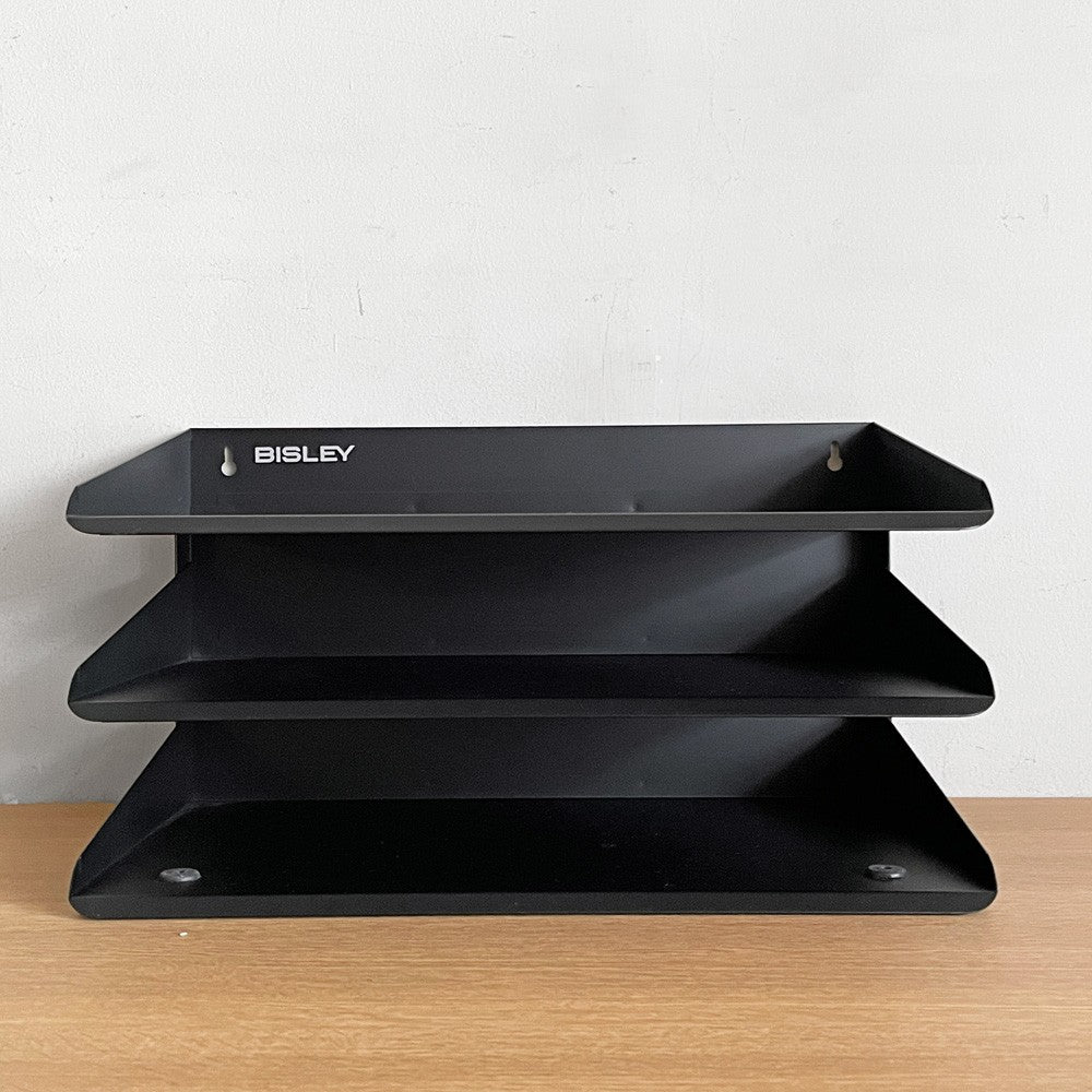 ビスレー BISLEY 3段 レターラック ブラック 書類棚 A4サイズ 横型 W38.5cm 壁掛け可 デスクアクセサリー 英国 B ■