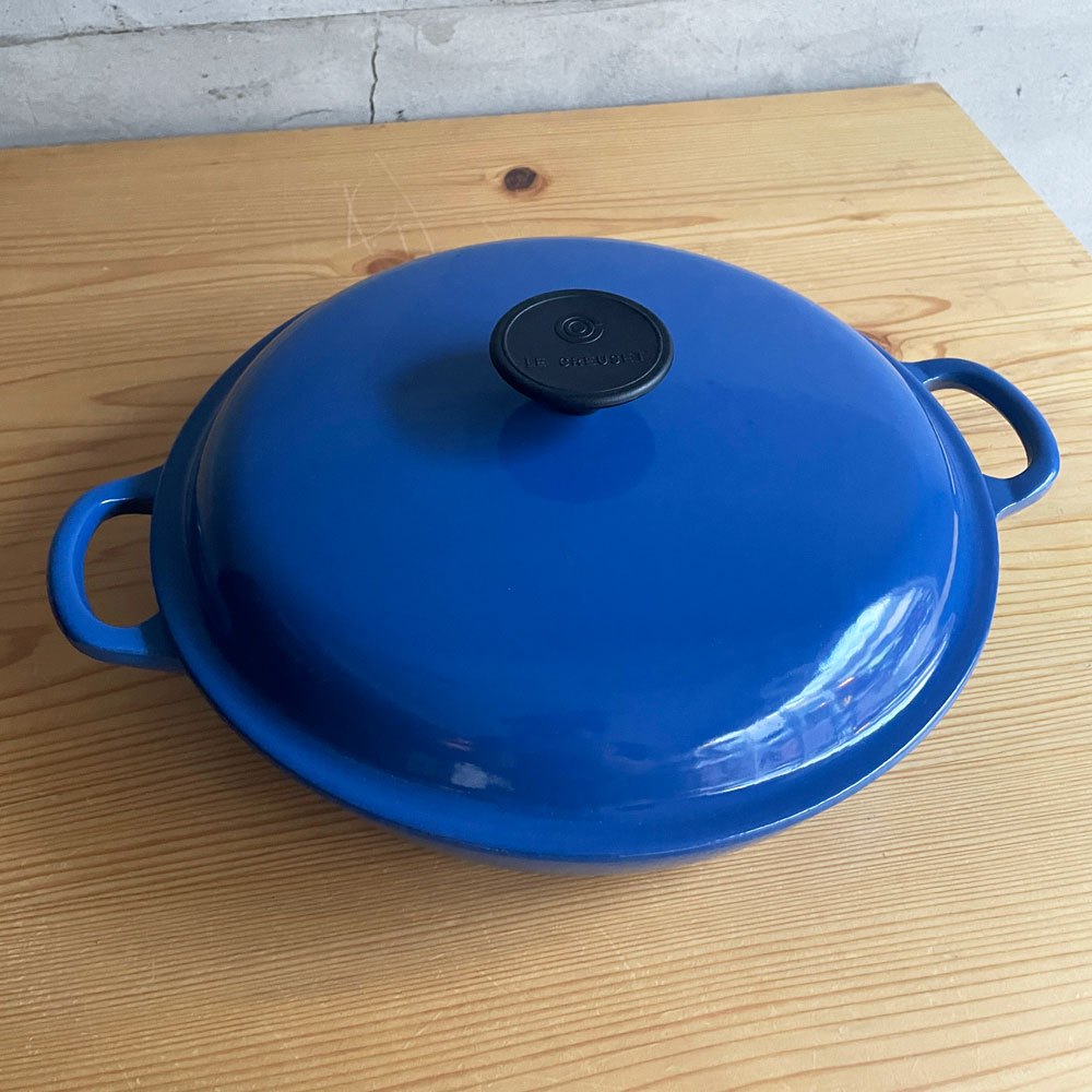 ルクルーゼ LE CREUSET ビュッフェキャセロール 26cm 両手鍋 鋳物 ハーモニックブルー フランス 廃番 ♪