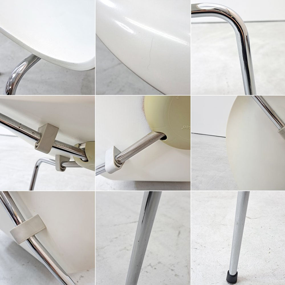 フリッツハンセン Fritz Hansen 3107 セブンチェア ホワイト ラッカー仕上げ スタッキング アルネ・ヤコブセン Arne Jacobsen デンマーク 北欧家具 B ●