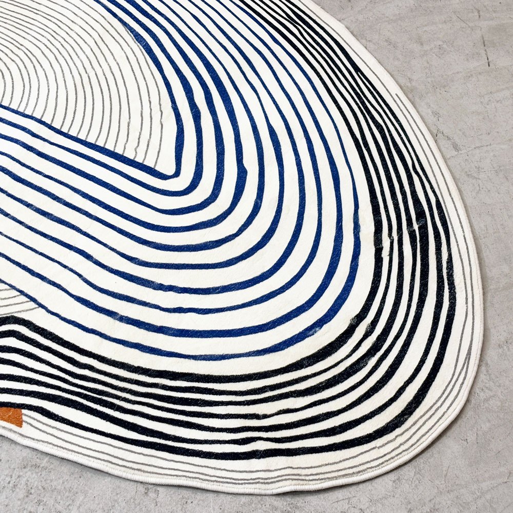 アートラグ Art Rug ラグマット カーペット モノクローム 変形デザイン アシメトリー モダンデザイン W200cm ●