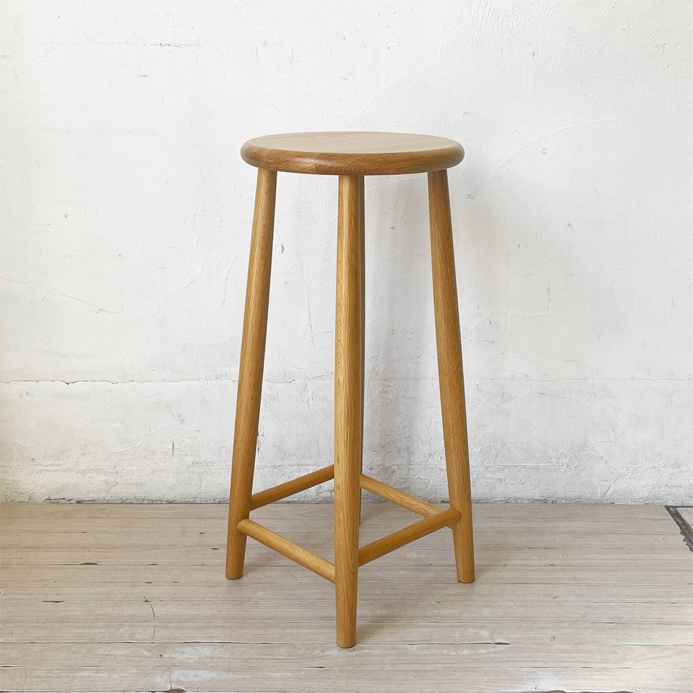飛騨家具 ハイスツール 天然木 オーク無垢材 木製スツール ウッドスツール キッチンスツール シンプル スリムデザイン ★