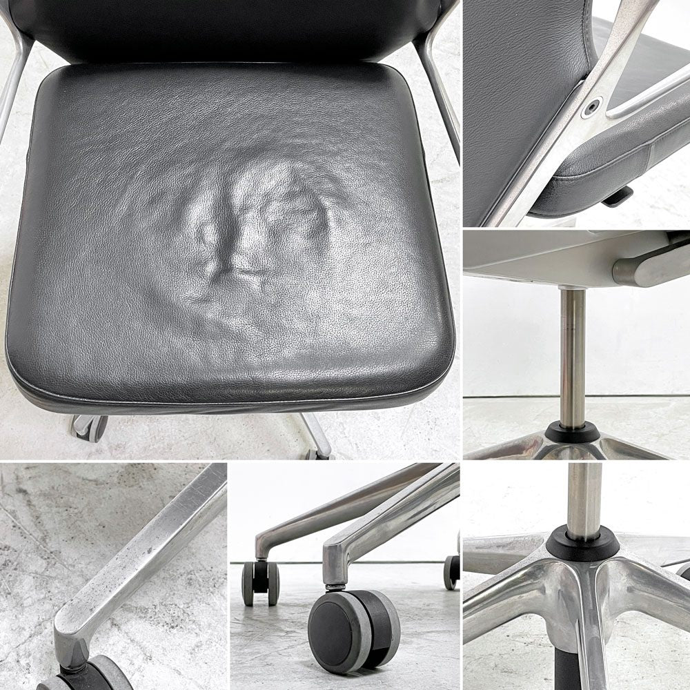 ヴィトラ vitra AC4 ワークチェア オフィスチェア ハイバック アームチェア 本革 アルミベース キャスター アントニオチッテリオ 現状品 ●