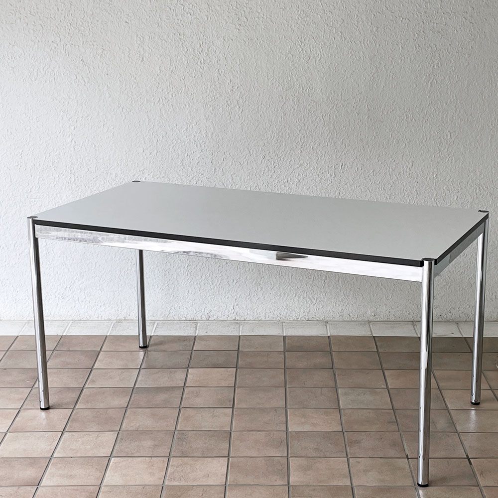 USMモジュラーファニチャー USM Haller USMハラーテーブル ワーキングデスク ダイニングテーブル W150×D75×H74cm アジャスター パールグレーラミネート(ホワイト) 高さ調整機能付 A ◇