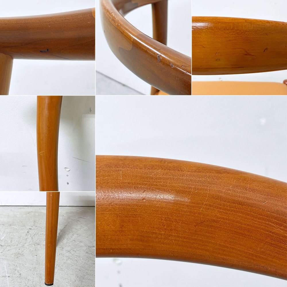 家具蔵 KAGURA アルコ ARCO ダイニングチェア 本革 チェリー 無垢材 ハーフアーム 国産家具 B ●