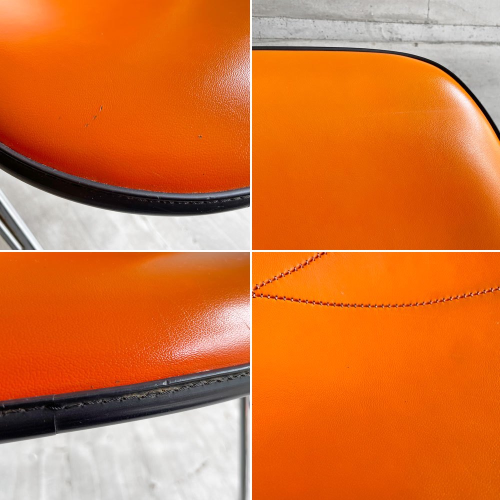 ハーマンミラー Herman Miller 2ndビンテージ サイドシェルチェア ナウガレザー FRP スタッキングベース イームズ ♪