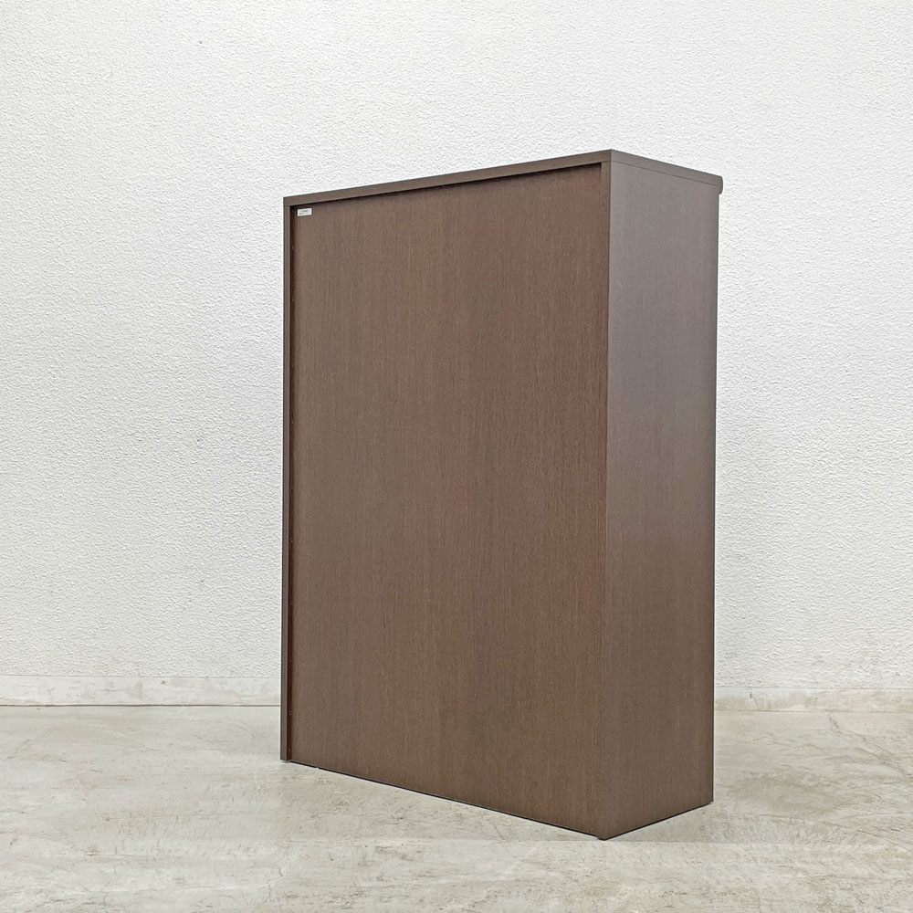浜本工芸 No3600 書棚H 本棚 ミニキャビネット w85cm カフェオーク色 2ドロワー シンプルデザイン〓