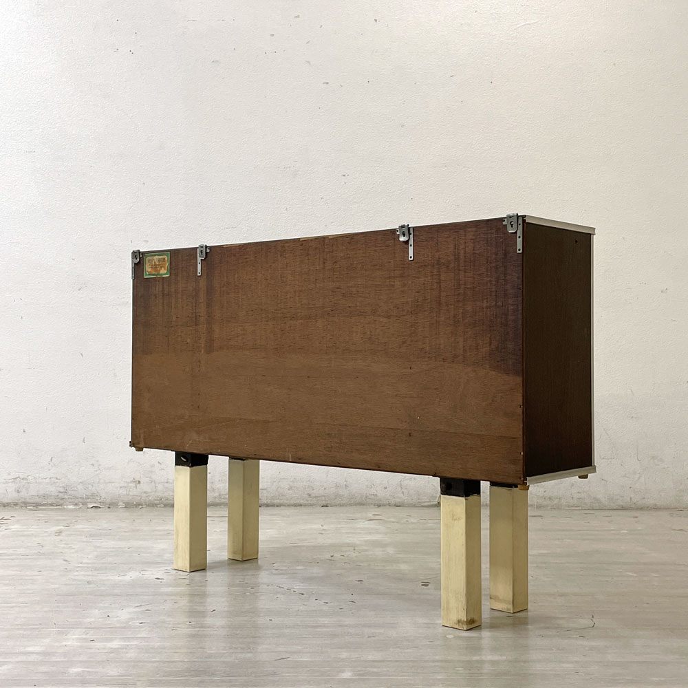 モンファニチャー MON FURNITURE ジャパンビンテージ Japan Vintage ガラス扉 キャビネット 食器棚 飾り棚 W118cm リメイク家具 昭和レトロ ●