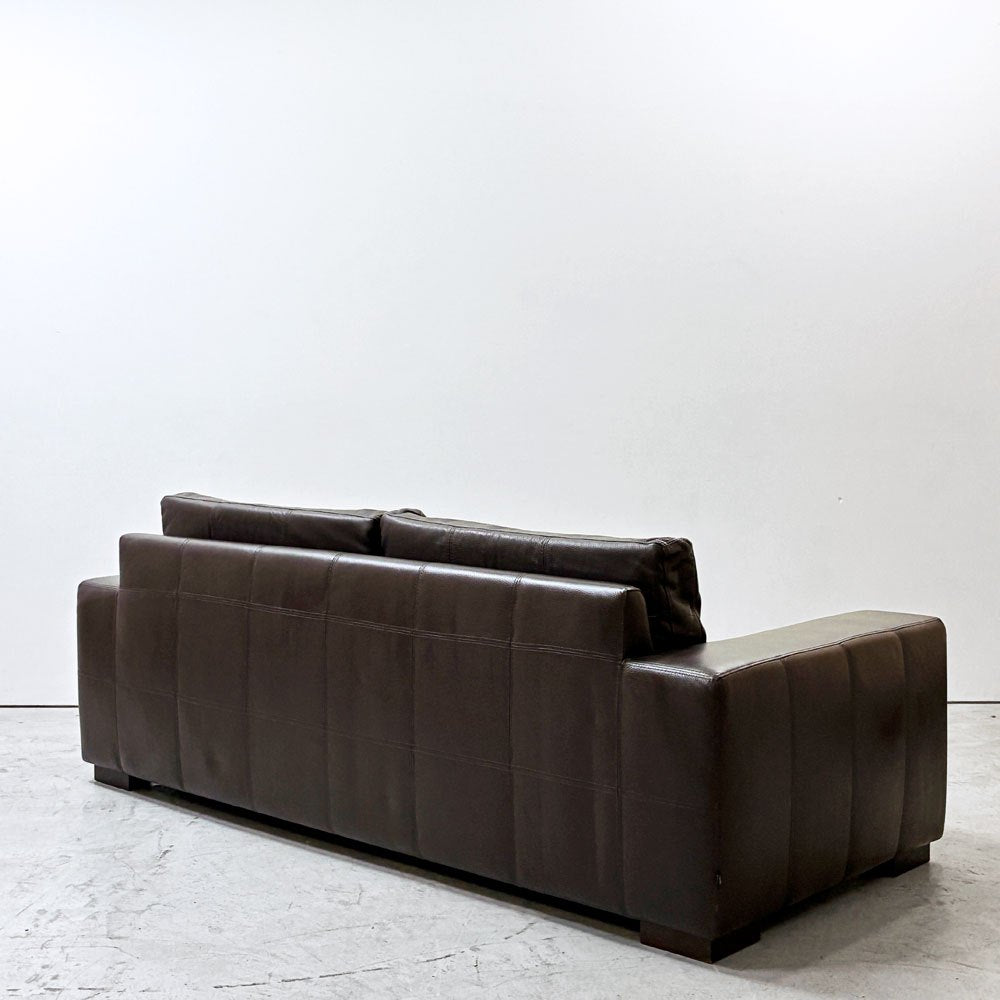 アクタス ACTUS 2人掛けソファ 2P SOFA 本革 ダークブラウン調カラー ワイドアーム シンプルモダン ●
