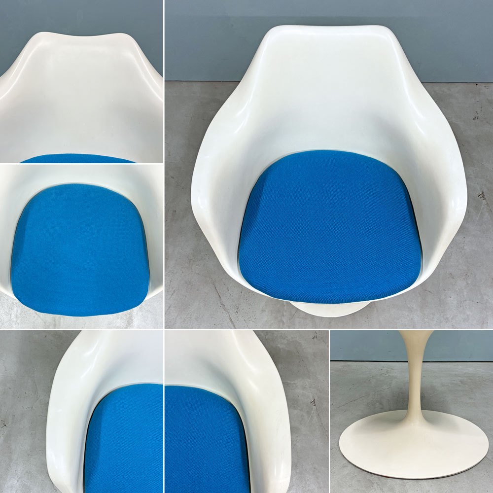 ノル ノール Knoll サーリネンコレクション チューリップチェア アームチェア ダイニングチェア ビンテージ ホワイト 座面クッション交換済み エーロ・サーリネン 参考定価￥520,300- ◎