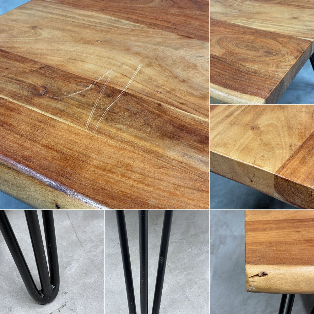 クラフト家具 Craft furniture 無垢材天板 ローテーブル ヘアピンレッグ 耳付き オーダーメイド ◎