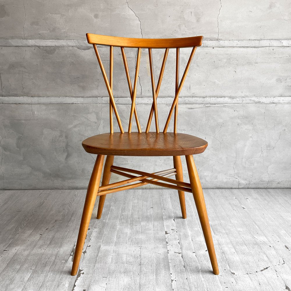アーコール Ercol クロスバックチェア エックスバック ラティスドチェア エルム材 UKビンテージ Vintage 英国家具 ♪