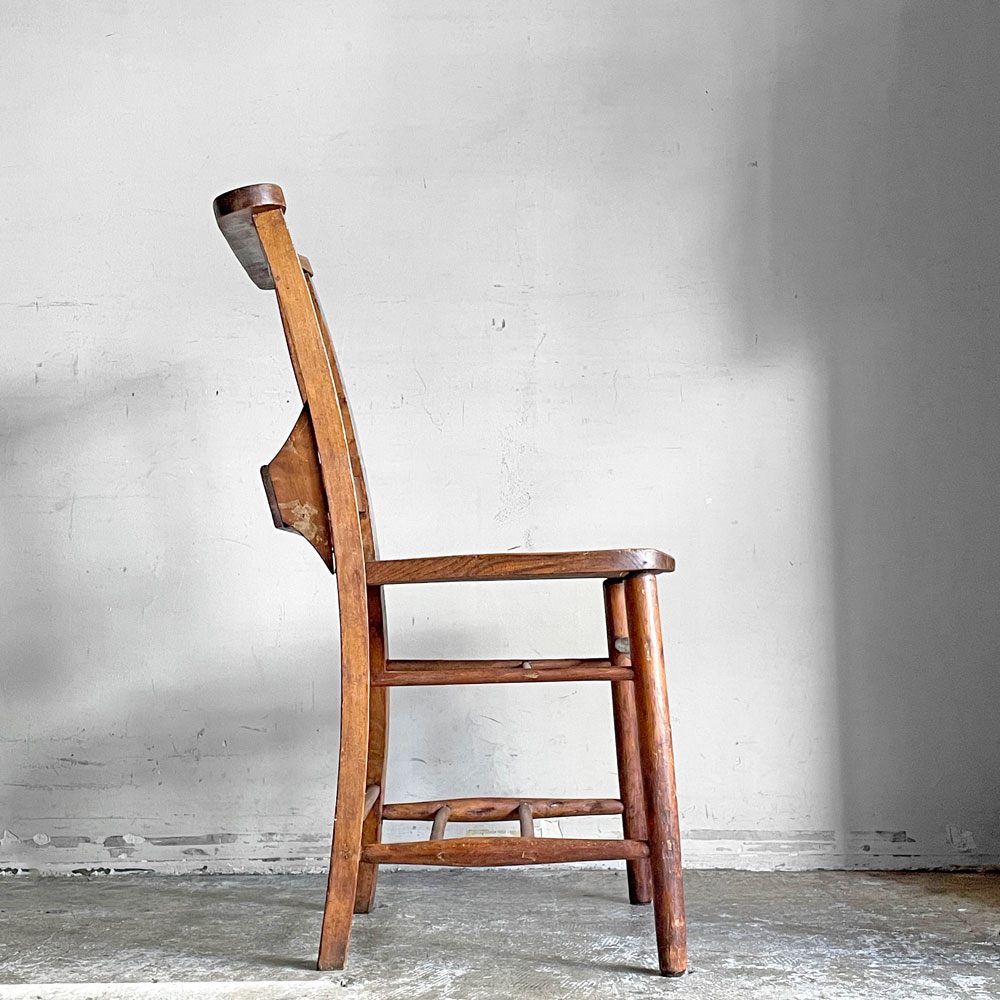 UKビンテージ Vintage チャーチチェア Church Chair チャペルチェア ダイニングチェア バイブルボックス クロス 教会椅子 英国 ■