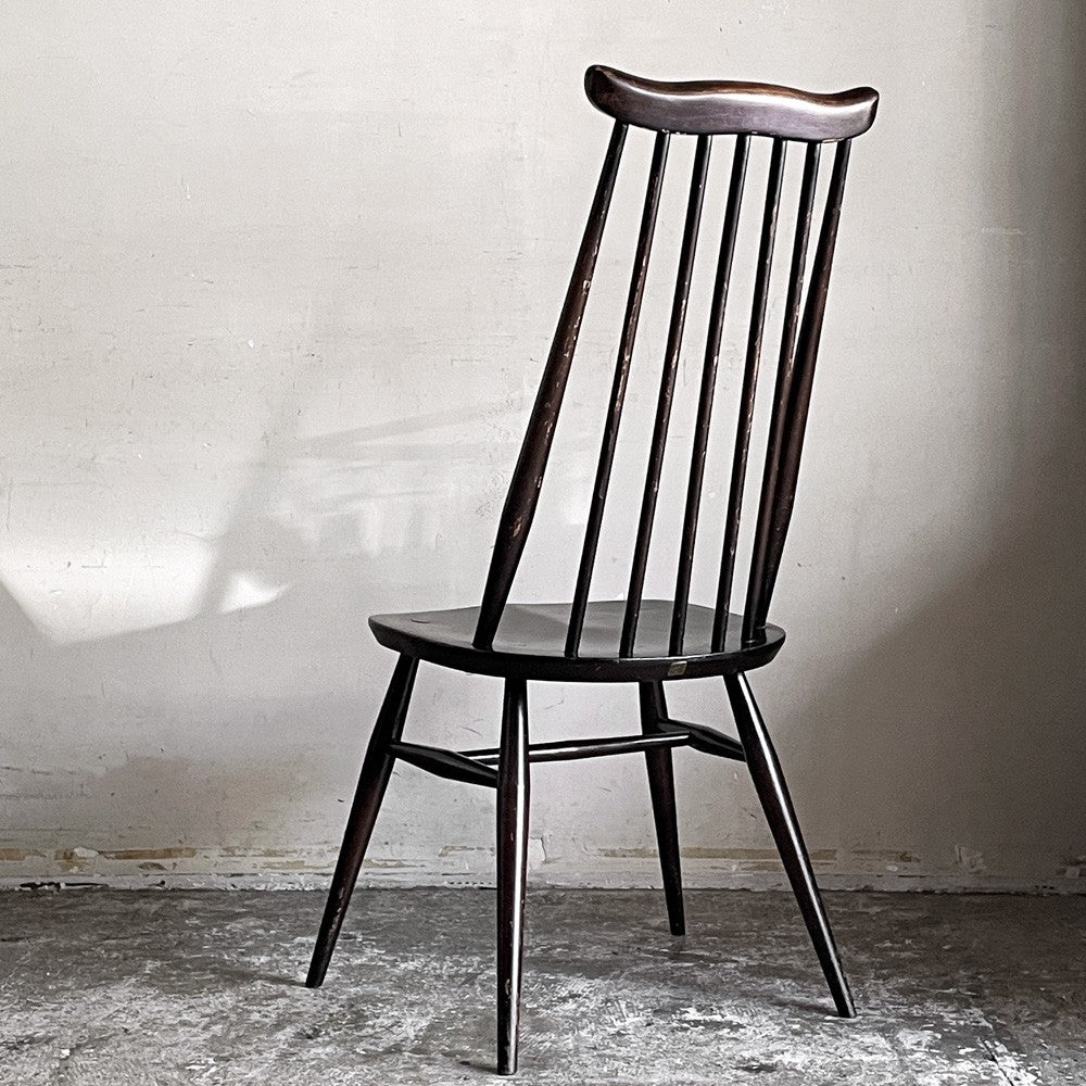 アーコール Ercol ゴールドスミス ダイニングチェア コロニアル ハイバック エルム材 ダークブラウン UKビンテージ 英国 ■