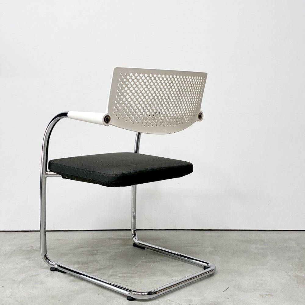 ヴィトラ vitra ビザビ2 Visavis2 アームチェア デスクチェア ホワイト/グレー系 カンティレバー スタッキング可能 アントニオ・チッテリオ B ◎