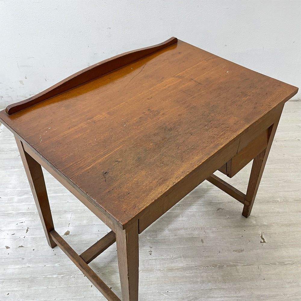 ジャパンビンテージ Japan Vintage 古い木味のデスク 片袖机 抽斗3杯 W85cm 国産家具 昭和レトロ ●