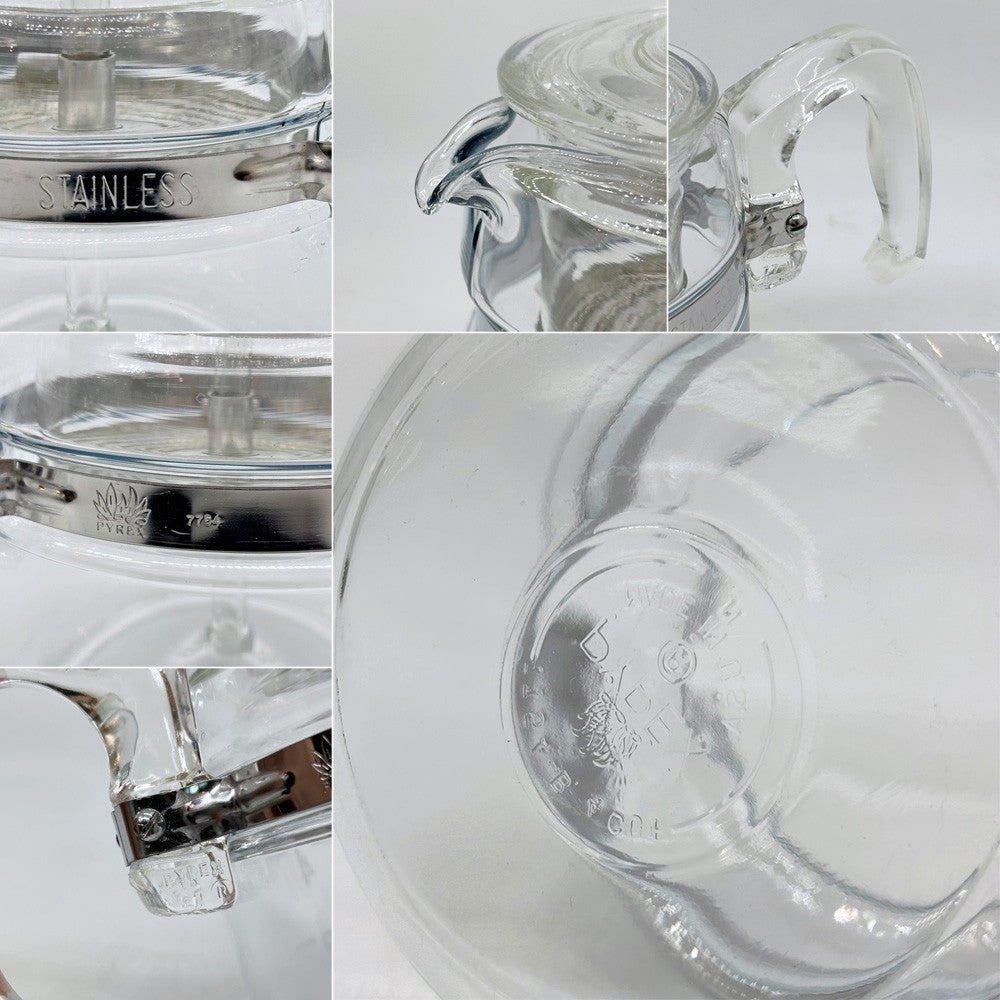 オールドパイレックス OLD PYREX コーニング社 Corning フレームウェア FLAMEWARE 7754 パーコレーター PERCOLATOR 4cup コーヒーポット ガラス 1950年～1960年代 ●