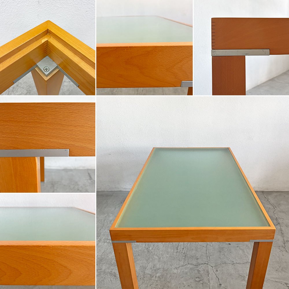 カリガリス Calligaris ダイニングテーブル フロストガラス × ビーチ材 W135cm イタリアンモダン 〓
