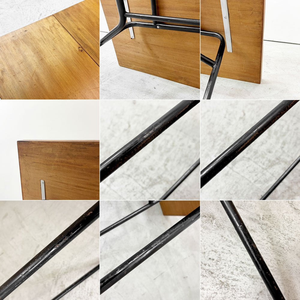 ジャパンビンテージ Japan Vintage 古材 x 鉄脚 ダイニングテーブル W89cm リメイク家具 インダストリアルデザイン  ●