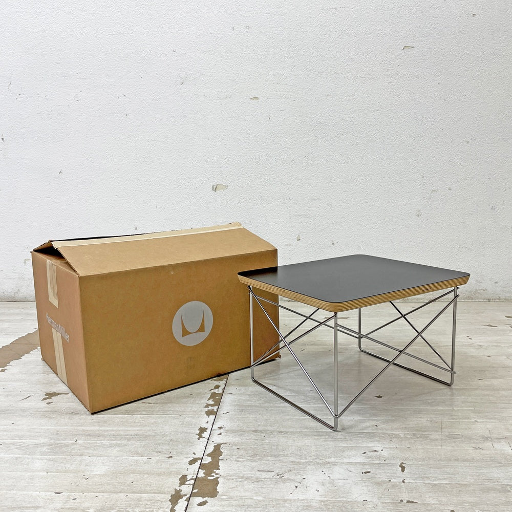 ハーマンミラー Herman Miller LTRT ワイヤーベース ローテーブル メラミントップ C&R イームズ ブラック ミッドセンチュリー 証明書・箱付き 美品 ●