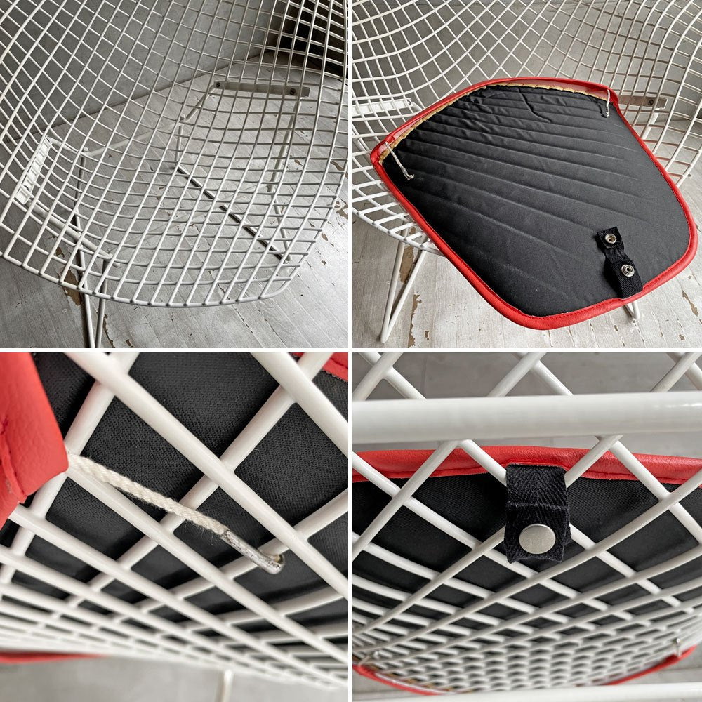 ノル Knoll ビンテージ ダイヤモンドチェア Diamond Chair ハリー・ベルトイア Harry Bertoia ホワイトフレーム シートパッド付 ミッドセンチュリー ♪